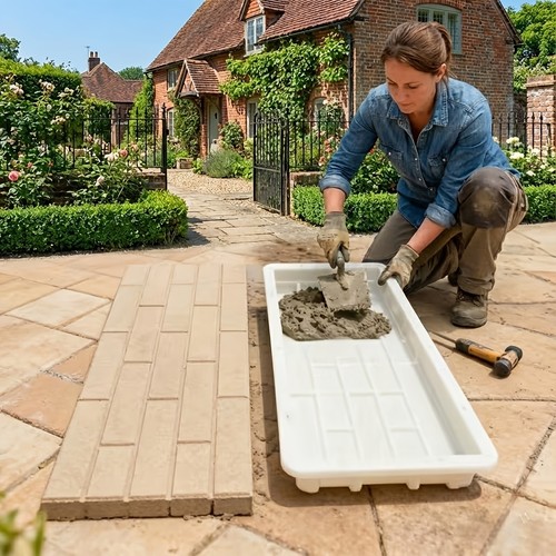 Diy concrete cement paver - concrete, mold