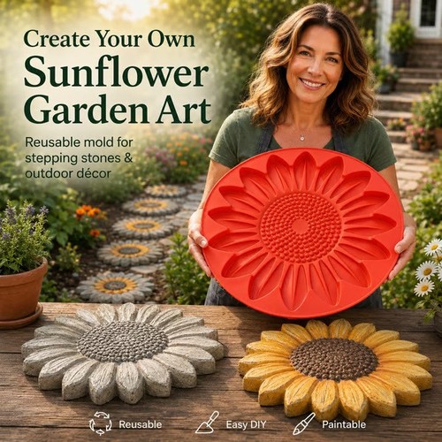 New sunflower stepping - sunflower, stone