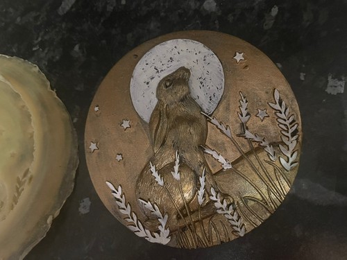 Small moon gazing - moon, plaque