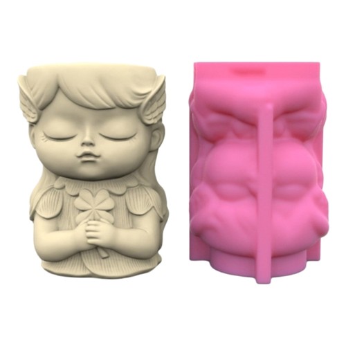 Girl concrete silicone pots - concrete,